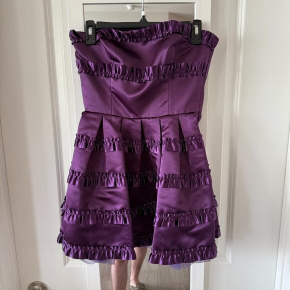 Betsey Johnson Evening Strapless Purple Mini Cocktail Dress Size 2 - Picture 1 of 5